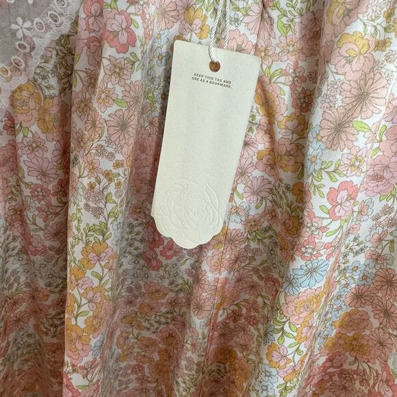 For Love & Lemons Farrah Slip Mini Dress Floral Pin-tuck Lace Trim Romantic L - Picture 13 of 14